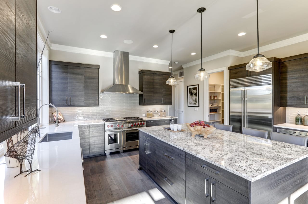 A home with granite counter tops.